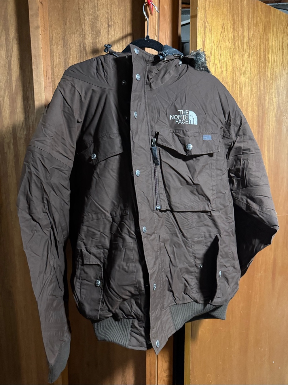 The North Face Brown Hooded Men's Puffer Jacket